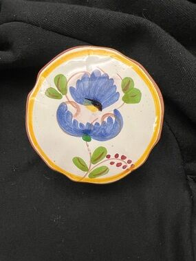Hand-Painted Blue Floral Ceramic Trinket Box